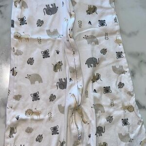 Halo Kids Pajama Bottoms - White with Gray Animal Print 2-way zip